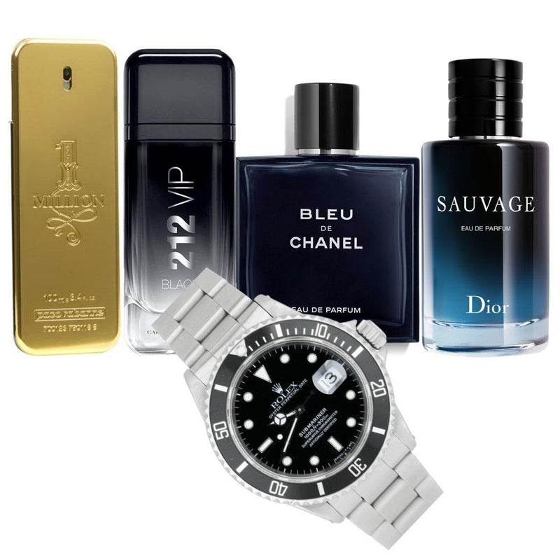 SUPER PROMOCÍON KIT PERFUM 1MILLION+SAUVAGE+VIPBLACK+CHANEL BLEU CONSIGUE UN ROLEX SUB GRATIS CON TU COMPRA!